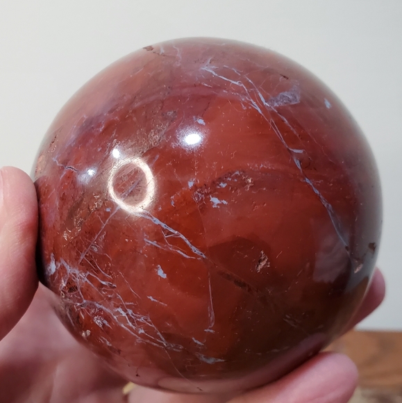 1.6 lbs Red Jasper Crystal Sphere 81mm 1.6 Pounds - Picture 8 of 14